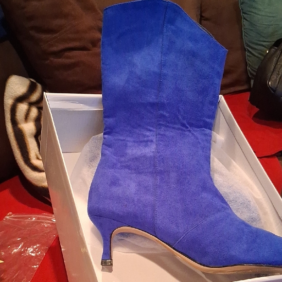 Blue Suede Women's Boots - Picture 1 of 1